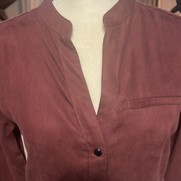 MICHAEL STARS SNAP FRONT SHIRT DRESS BURGUNDY SIZE SMALL - Picture 3 of 8